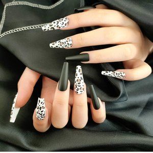 Matte Gradient Design False Nails Long Coffin Ballerina Nail Art Press On Nails